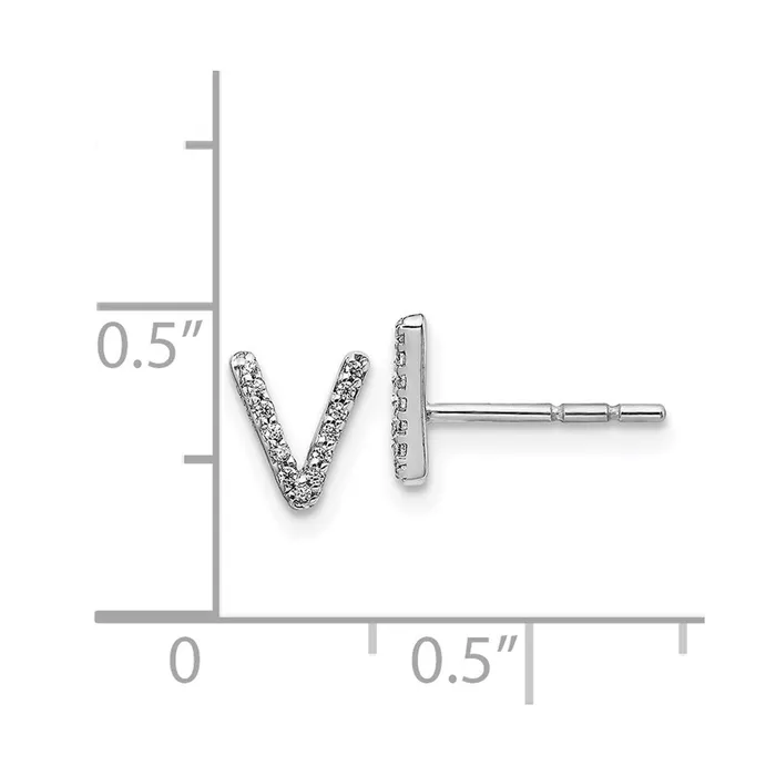 WB Choice Jewelry Earrings 14k White Gold Diamond Initial V EarringsWBCEM4169V007WA WB Choice Jewelry Earrings 14k White Gold Diamond Initial V EarringsWBCEM4169V007WA