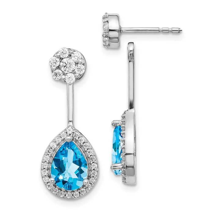 WB Choice Jewelry Earrings 14k White Gold DiamondPear Blue Topaz FrontBack EarringsWBCEM4199BT062WA WB Choice Jewelry Earrings 14k White Gold DiamondPear Blue Topaz FrontBack EarringsWBCEM4199BT062WA