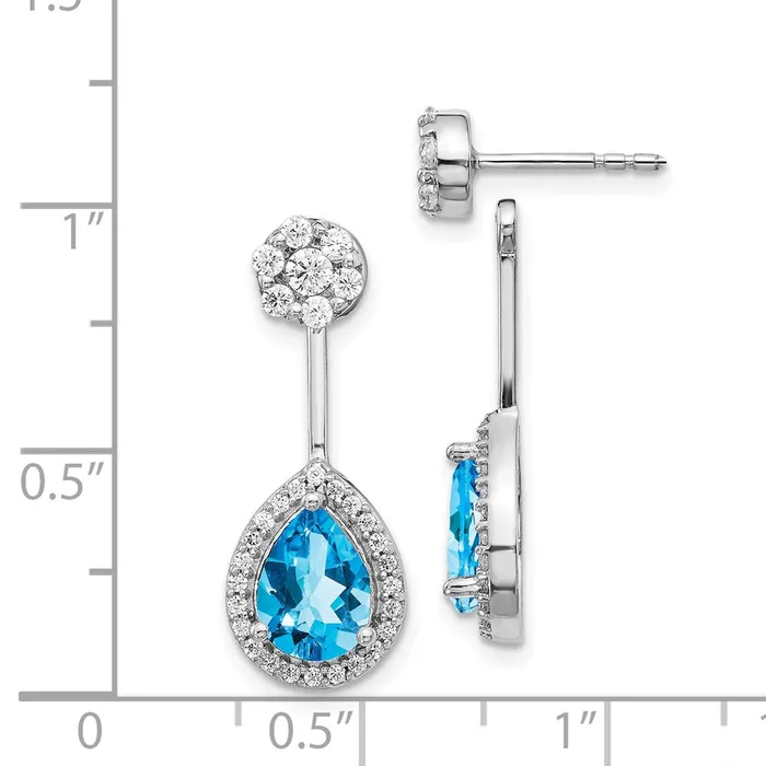 WB Choice Jewelry Earrings 14k White Gold DiamondPear Blue Topaz FrontBack EarringsWBCEM4199BT062WA WB Choice Jewelry Earrings 14k White Gold DiamondPear Blue Topaz FrontBack EarringsWBCEM4199BT062WA