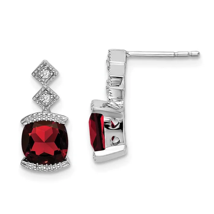 WB Choice Jewelry Earrings 14k White Gold Garnet and Diamond EarringsWBCEM7081GA004WA WB Choice Jewelry Earrings 14k White Gold Garnet and Diamond EarringsWBCEM7081GA004WA