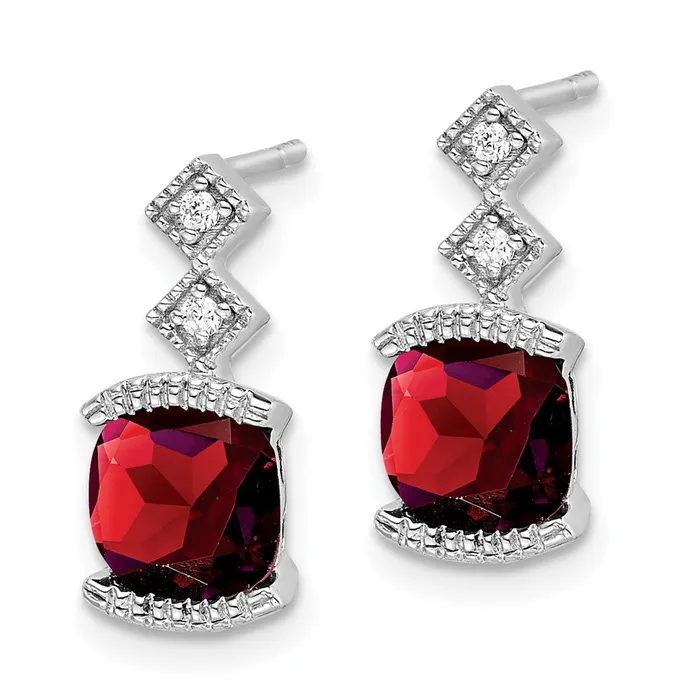WB Choice Jewelry Earrings 14k White Gold Garnet and Diamond EarringsWBCEM7081GA004WA WB Choice Jewelry Earrings 14k White Gold Garnet and Diamond EarringsWBCEM7081GA004WA