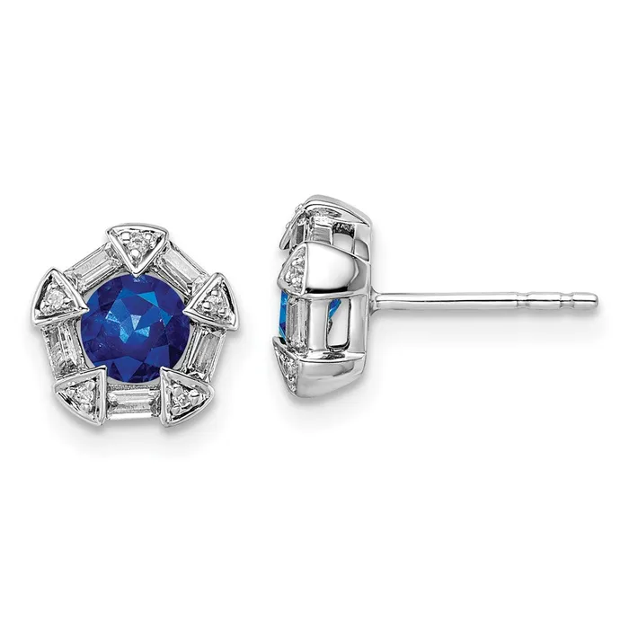WB Choice Jewelry Earrings 14k White Gold Sapphire and Diamond Post EarringsWBCEM8520SA018WA WB Choice Jewelry Earrings 14k White Gold Sapphire and Diamond Post EarringsWBCEM8520SA018WA