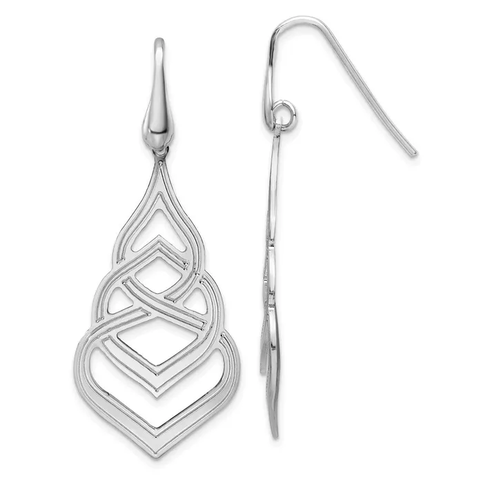 WB Choice Jewelry Earrings Sterling Silver Rhod Polished Grooved Fancy Drop Dangle EarringsWBCQE15689 WB Choice Jewelry Earrings Sterling Silver Rhod Polished Grooved Fancy Drop Dangle EarringsWBCQE15689