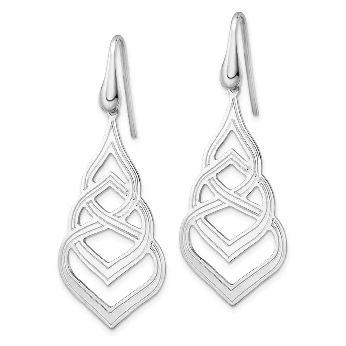WB Choice Jewelry Earrings Sterling Silver Rhod Polished Grooved Fancy Drop Dangle EarringsWBCQE15689 WB Choice Jewelry Earrings Sterling Silver Rhod Polished Grooved Fancy Drop Dangle EarringsWBCQE15689