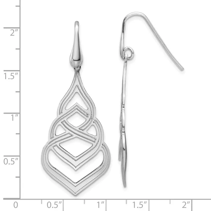 WB Choice Jewelry Earrings Sterling Silver Rhod Polished Grooved Fancy Drop Dangle EarringsWBCQE15689 WB Choice Jewelry Earrings Sterling Silver Rhod Polished Grooved Fancy Drop Dangle EarringsWBCQE15689