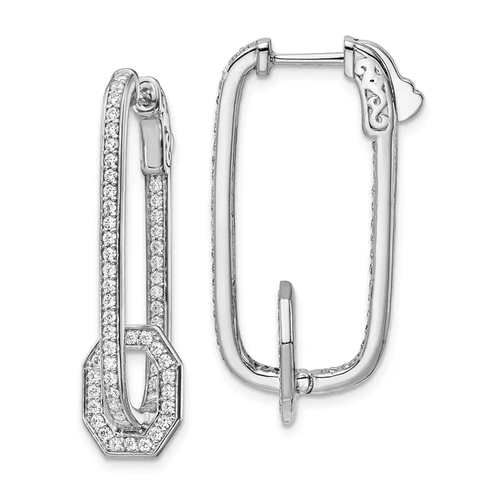 WB Choice Jewelry Earrings Sterling Silver Rhodiumplated CZ In and Out Square Hoop EarringsWBCQE11074 WB Choice Jewelry Earrings Sterling Silver Rhodiumplated CZ In and Out Square Hoop EarringsWBCQE11074