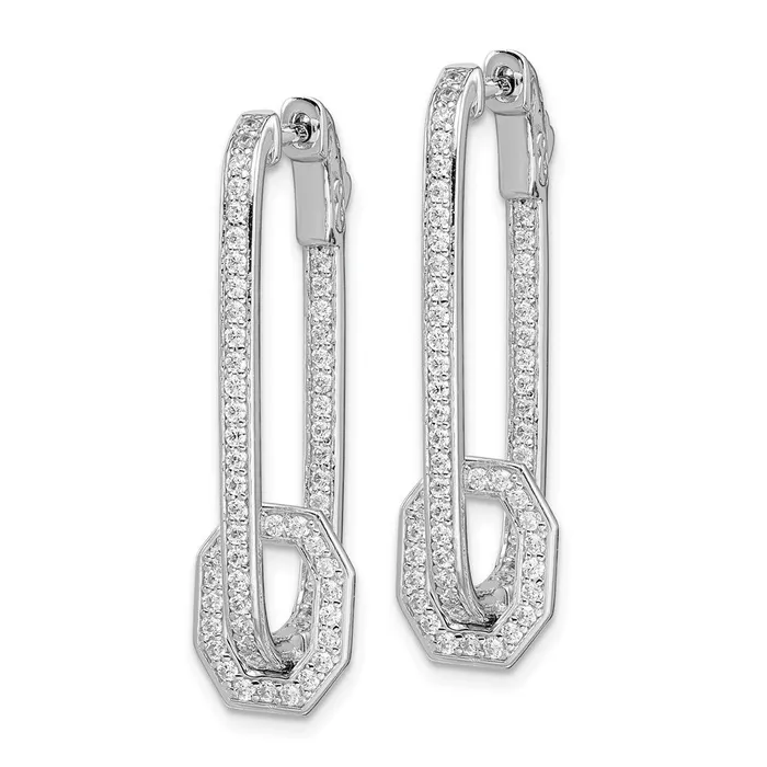 WB Choice Jewelry Earrings Sterling Silver Rhodiumplated CZ In and Out Square Hoop EarringsWBCQE11074 WB Choice Jewelry Earrings Sterling Silver Rhodiumplated CZ In and Out Square Hoop EarringsWBCQE11074