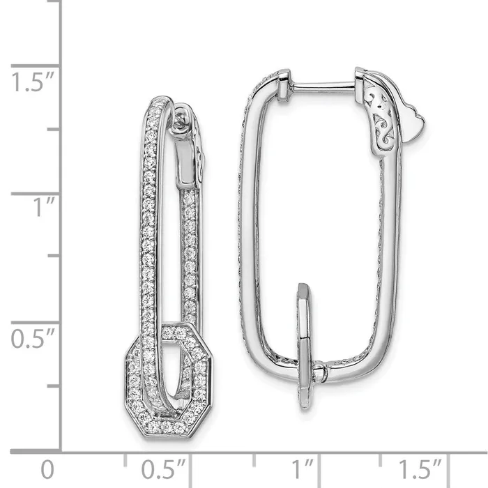 WB Choice Jewelry Earrings Sterling Silver Rhodiumplated CZ In and Out Square Hoop EarringsWBCQE11074 WB Choice Jewelry Earrings Sterling Silver Rhodiumplated CZ In and Out Square Hoop EarringsWBCQE11074