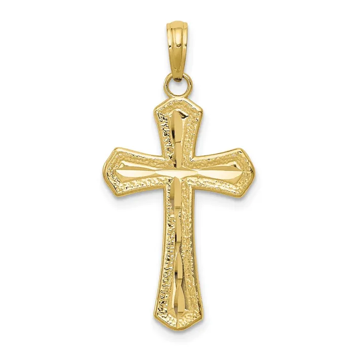 WB Choice Jewelry Necklaces 10K Diamondcut Beveled Edges Cross PendantWBC10C4290