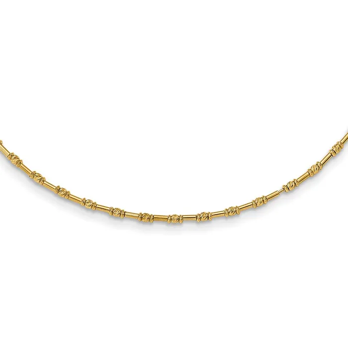 WB Choice Jewelry Necklaces 14K Polished and DC Fancy Beaded 17in NecklaceWBCSF293017 WB Choice Jewelry Necklaces 14K Polished and DC Fancy Beaded 17in NecklaceWBCSF293017