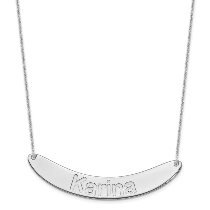 WB Choice Jewelry Necklaces 14K White Gold Large Polished Curved Arial Rounded Bar NecklaceWBCXNA1245W WB Choice Jewelry Necklaces 14K White Gold Large Polished Curved Arial Rounded Bar NecklaceWBCXNA1245W