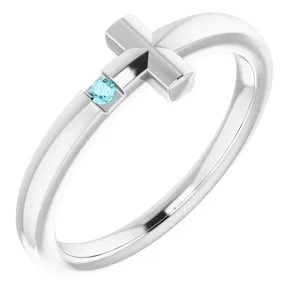 WB Choice Jewelry Rings 14K White 15 mm Round Genuine Blue Zircon Youth Cross RingR4306660013PSTWBC WB Choice Jewelry Rings 14K White 15 mm Round Genuine Blue Zircon Youth Cross RingR4306660013PSTWBC