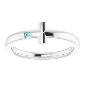 WB Choice Jewelry Rings 14K White 15 mm Round Genuine Blue Zircon Youth Cross RingR4306660013PSTWBC WB Choice Jewelry Rings 14K White 15 mm Round Genuine Blue Zircon Youth Cross RingR4306660013PSTWBC