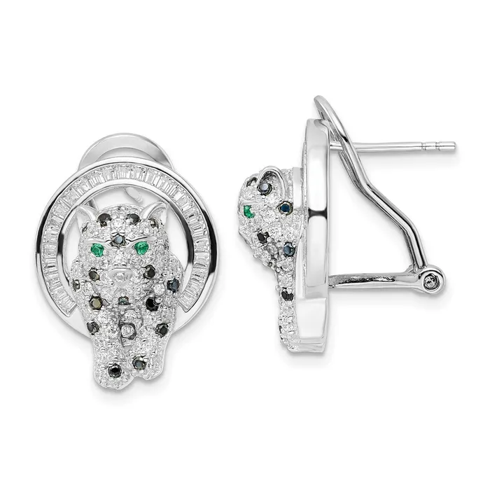 WB Choice Jewelry Rings Sterling Silver Rhodiumplated Polished CZ Cheetah in Ring Leverback EarrinWBCQE16504 WB Choice Jewelry Rings Sterling Silver Rhodiumplated Polished CZ Cheetah in Ring Leverback EarrinWBCQE16504