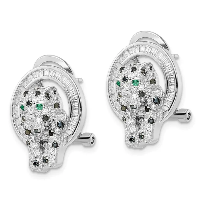 WB Choice Jewelry Rings Sterling Silver Rhodiumplated Polished CZ Cheetah in Ring Leverback EarrinWBCQE16504 WB Choice Jewelry Rings Sterling Silver Rhodiumplated Polished CZ Cheetah in Ring Leverback EarrinWBCQE16504