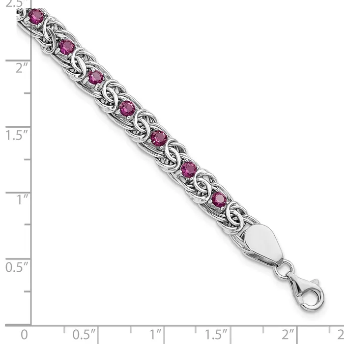 WB Choice Jewelry Sterling Silver Rhodiumplated Dark Pink Glass Flat Link 75in BraceletWBCQG593675 Bracelets WB Choice Jewelry Sterling Silver Rhodiumplated Dark Pink Glass Flat Link 75in BraceletWBCQG593675 Bracelets