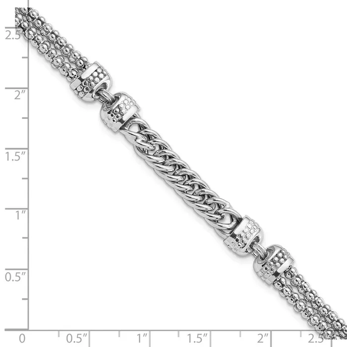 WB Choice Jewelry Sterling Silver Rhodiumplated Polished Fancy BeadedCurb BraceletWBCQG585375 Bracelets WB Choice Jewelry Sterling Silver Rhodiumplated Polished Fancy BeadedCurb BraceletWBCQG585375 Bracelets