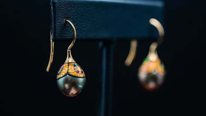 14k Yellow Gold Decorated South Sea Pearl Earrings Vicky Bates Earrings