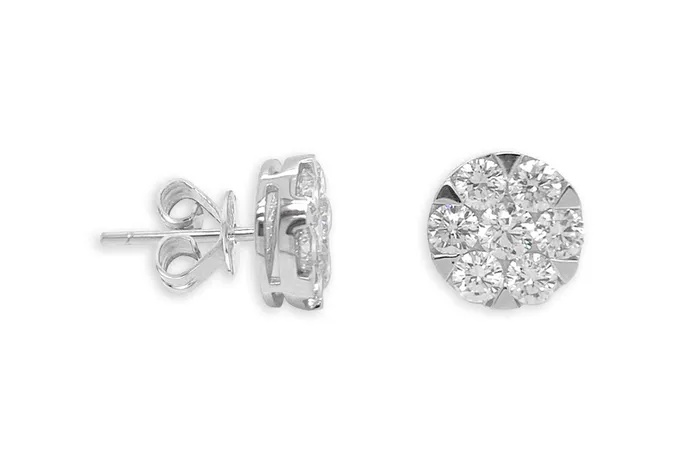 Albert Hern Earrings 138 cts Diamonds Round Cluster 18kt Gold Earrings
