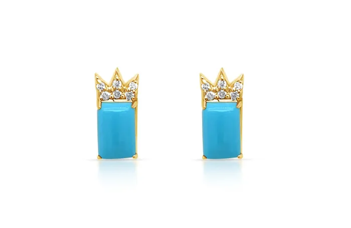 Albert Hern Earrings Earrings 14kt Gold Turquoise Diamonds