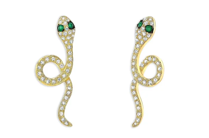 Albert Hern Earrings Earrings 14kt Hook Snakes Diamonds