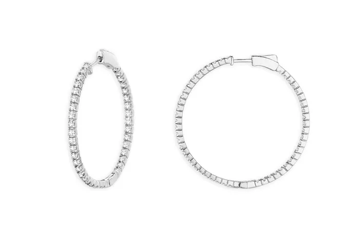 Albert Hern Earrings Earrings 18kt Gold Round Hoops Diamonds