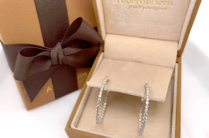 Albert Hern Earrings Earrings 18kt Gold Round Hoops Diamonds Albert Hern Earrings Earrings 18kt Gold Round Hoops Diamonds