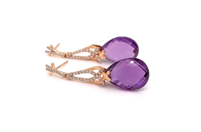 Albert Hern Earrings Earrings Amethyst Tear Diamonds Albert Hern Earrings Earrings Amethyst Tear Diamonds