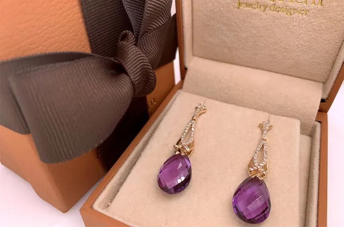 Albert Hern Earrings Earrings Amethyst Tear Diamonds Albert Hern Earrings Earrings Amethyst Tear Diamonds