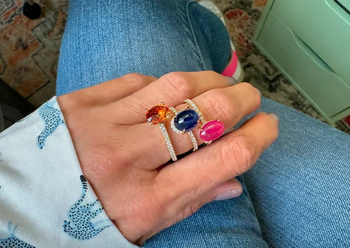 Albert Hern Rings Ring 18kt Gold Oval Mandarin Garnet Diamonds Albert Hern Rings Ring 18kt Gold Oval Mandarin Garnet Diamonds