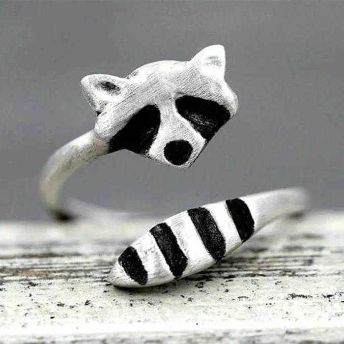 AliExpress Raccoon Ring Silver Open Design Cute Rings