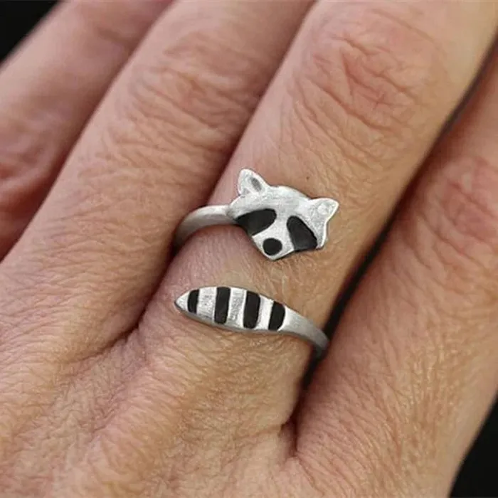 AliExpress Raccoon Ring Silver Open Design Cute Rings
