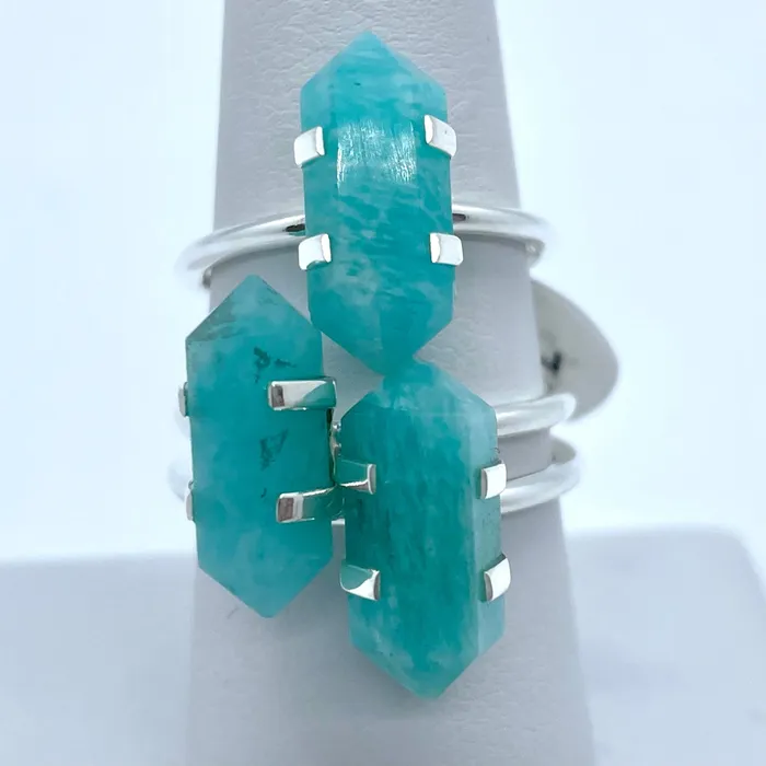 Amazonite DT Dainty SS Ring Choose Size J030 Bliss Crystals Rings