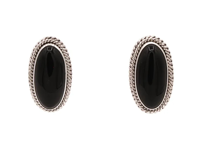 Artie Yellowhorse Earrings Black Onyx Oval Post Earrings