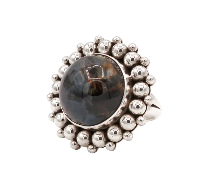 Artie Yellowhorse Round Dot Pietersite Ring Rings