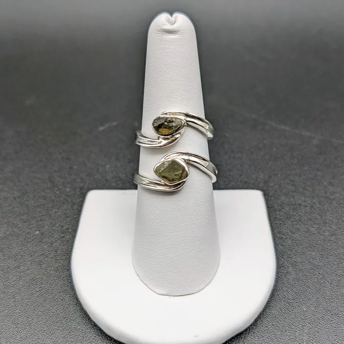 Bliss Crystals Rings Moldavite Sterling Silver Swoop Ring SK2626
