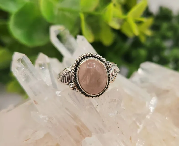 Bliss Crystals Rings Rose Quartz SemiPrecious Gemstone Sterling Silver925 Ring LV4226 Bliss Crystals Rings Rose Quartz SemiPrecious Gemstone Sterling Silver925 Ring LV4226