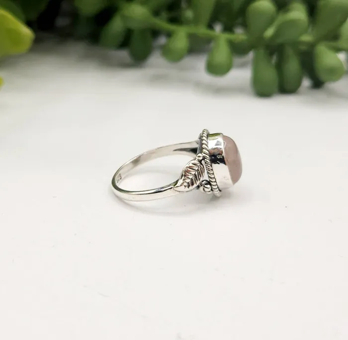 Bliss Crystals Rings Rose Quartz SemiPrecious Gemstone Sterling Silver925 Ring LV4226