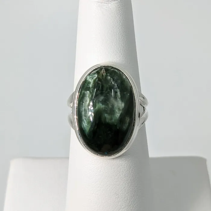 Bliss Crystals Rings Seraphinite Oval Sterling Silver Ring Sz 6 SK8339