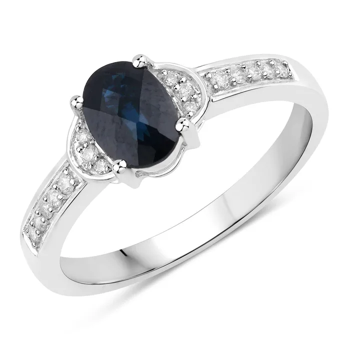 Blue Sapphire and White Diamond 14K White Gold Ring 116 CTW The Pink Pigs Rings Blue Sapphire and White Diamond 14K White Gold Ring 116 CTW The Pink Pigs Rings