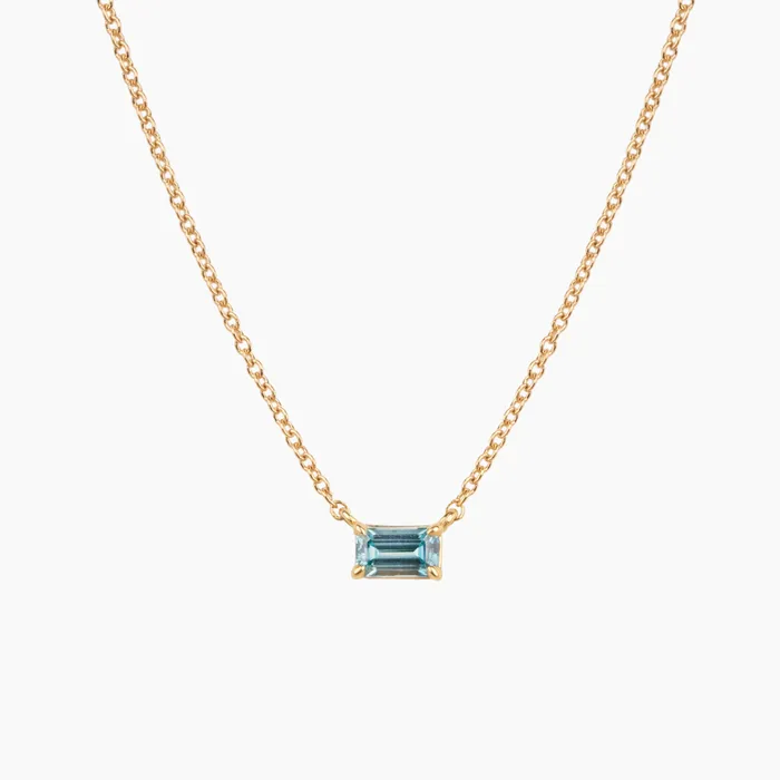 Blue Zircon Birthstone Necklace MishaHawaii Necklaces