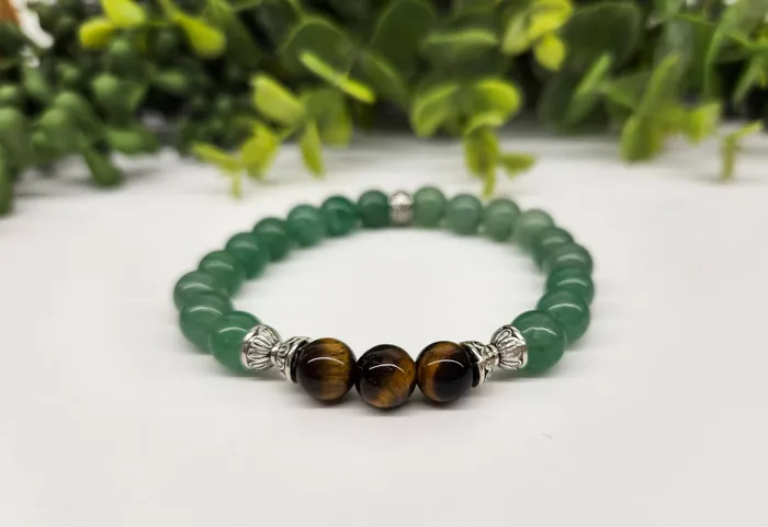 Bracelets Bliss Crystals Tigers Eye Green Aventurine 8mm Beaded Bracelet LV4227