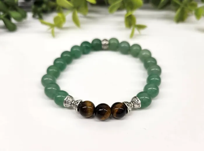 Bracelets Bliss Crystals Tigers Eye Green Aventurine 8mm Beaded Bracelet LV4227