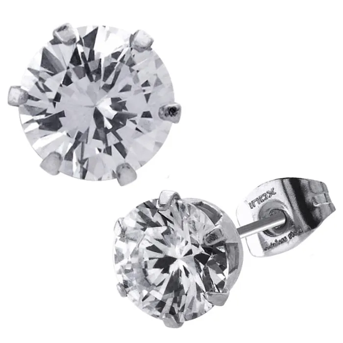 Bracelets INOX JEWELRY Silver Tone Stainless Steel Six Prong CZ Solitaire Studs Bracelets INOX JEWELRY Silver Tone Stainless Steel Six Prong CZ Solitaire Studs
