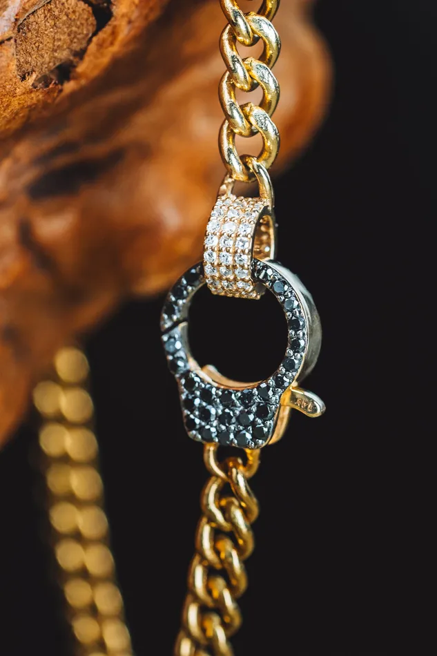 Bracelets Pipos 14k Yellow Gold Black and White Diamond Bracelet
