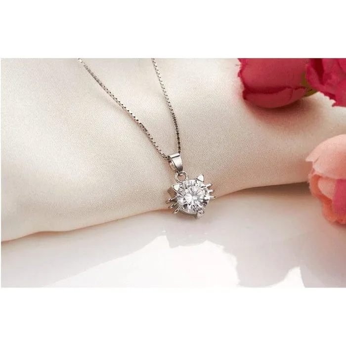 Cat Necklace Ring and Earrings SETPurple or Clear CZ in 925 SilverAdorable AliExpress Earrings