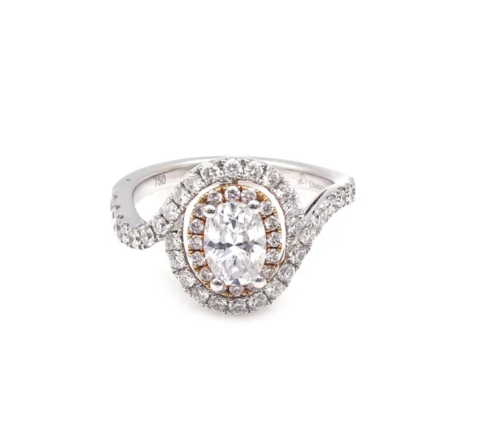 Cherie Dori Rings Two Tone Double Halo Ring