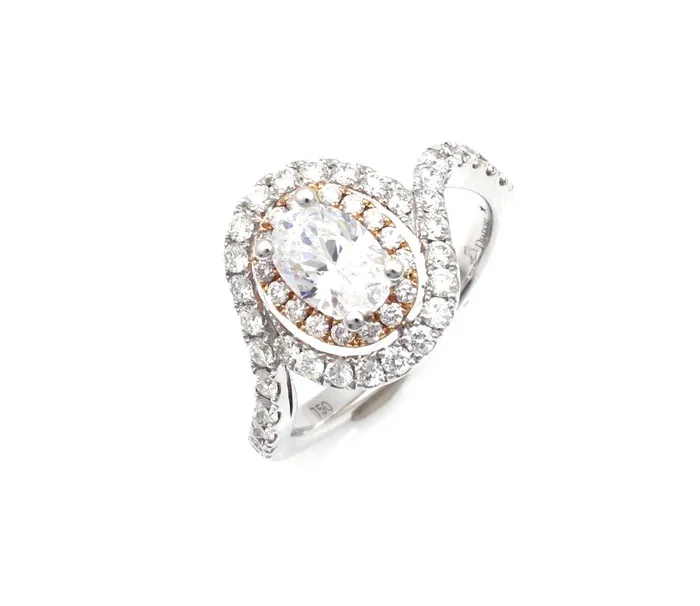 Cherie Dori Rings Two Tone Double Halo Ring Cherie Dori Rings Two Tone Double Halo Ring
