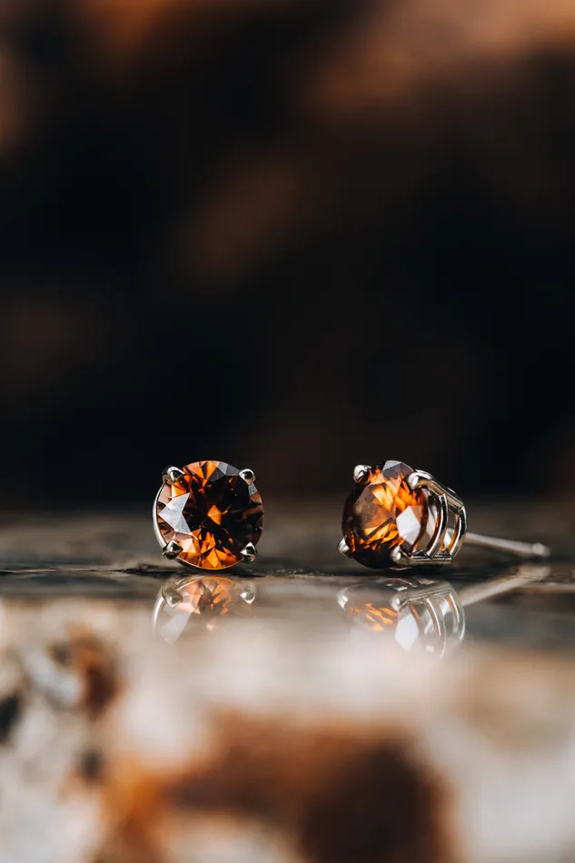 Earrings 14k White Gold Brown Zircon Stud Earrings Coast Gemological Resources Earrings 14k White Gold Brown Zircon Stud Earrings Coast Gemological Resources