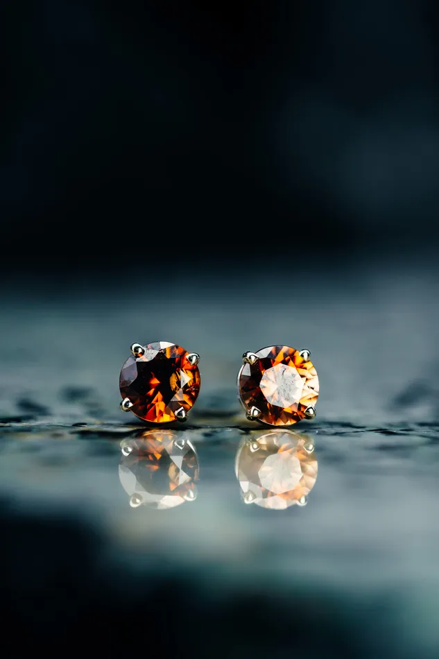 Earrings 14k White Gold Brown Zircon Stud Earrings Coast Gemological Resources